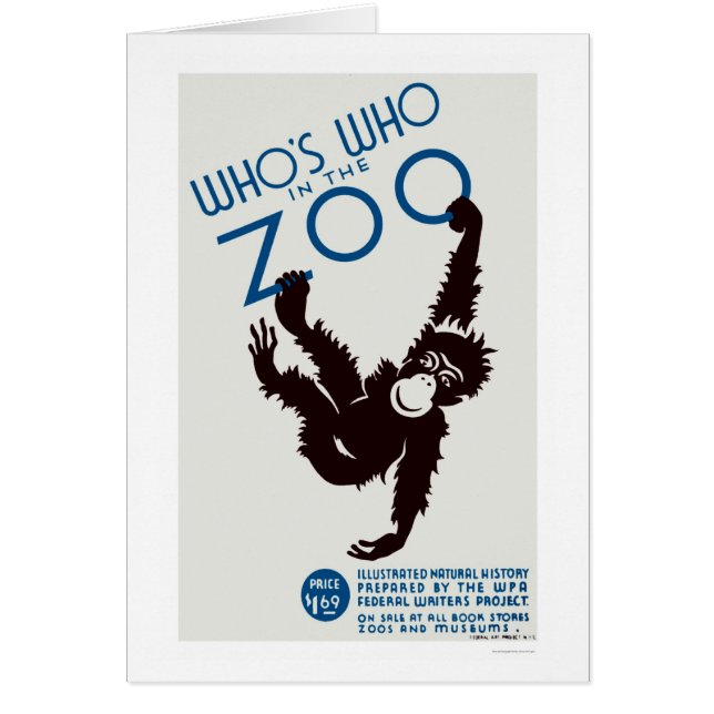 Singe de guide de zoo WPA 1937 (Devant)
