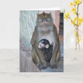 Singe de Macaque de carte de note et bébé - Subic (Fleur jaune)
