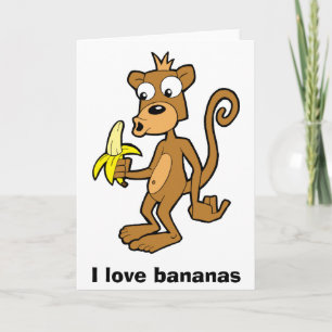Singe et banane, j'aime des bananes. Carte de