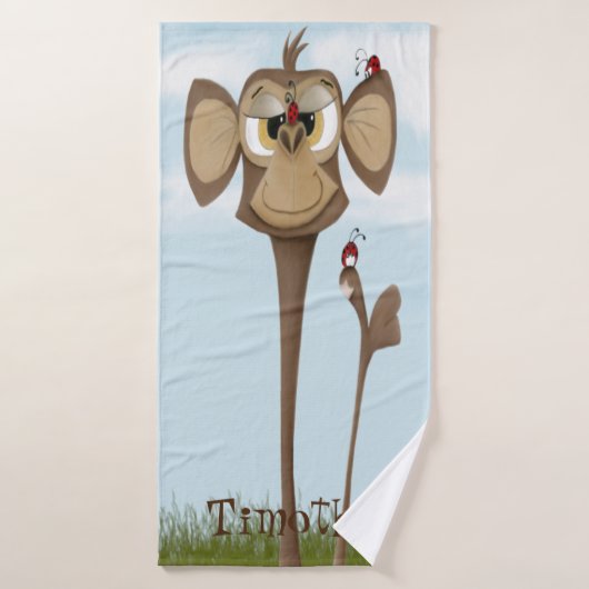 Singe idiot et coccinelles (Serviette de bain)