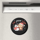 Singe Je T'Aime Neige Beaucoup Snowman Pun Magnet (In Situ (Lave-vaisselle))