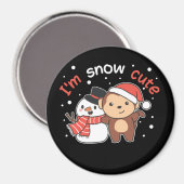 Singe Je T'Aime Neige Beaucoup Snowman Pun Magnet (Recto/Verso)