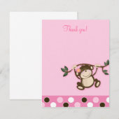 Singe Jouer rose 4x5 plat Merci note (Devant / Derrière)