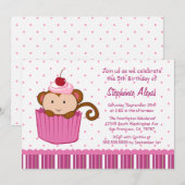 Singe mignon dans une invitation de fête (Devant / Derrière)