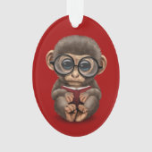 Singe mignon de bébé lisant un livre sur le rouge (devant)