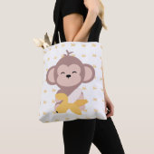 Singe mignon de Kawaii avec le sac fourre-tout à (De près)