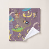 Singe mignon et bananes dans le Motif d'arbre (Gant de toilette)