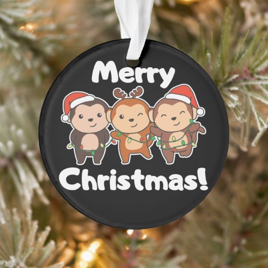 Singe Noël Animaux Singes Joyeux Noël O (Arbre)