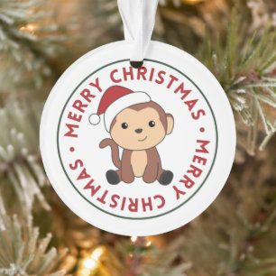 Singe Noël Neige hiver Animaux Singes Ornam