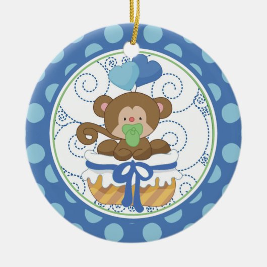 Singe précieux de premier ornement de Noël du bébé (Devant)