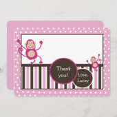 Singe rose Anniversaire Merci carte de note (Devant / Derrière)