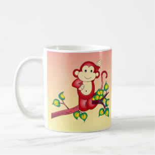 Singe rouge sucré sur Mug d'animal orange et jaune
