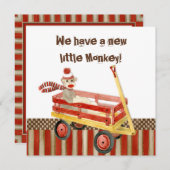 Singe-Sock, Wagon Rouge, Faire-part de naissance-G (Devant / Derrière)