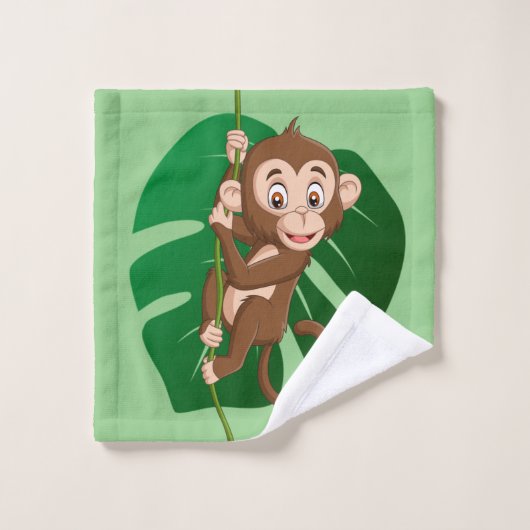 Singe sur un ensemble de serviettes design de vin (Gant de toilette)