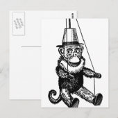 Singe vintage Sur Une Carte Postale À Chaîne (Devant / Derrière)
