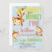 Singe voir singe deux invitation d'anniversaire fi (Devant / Derrière)