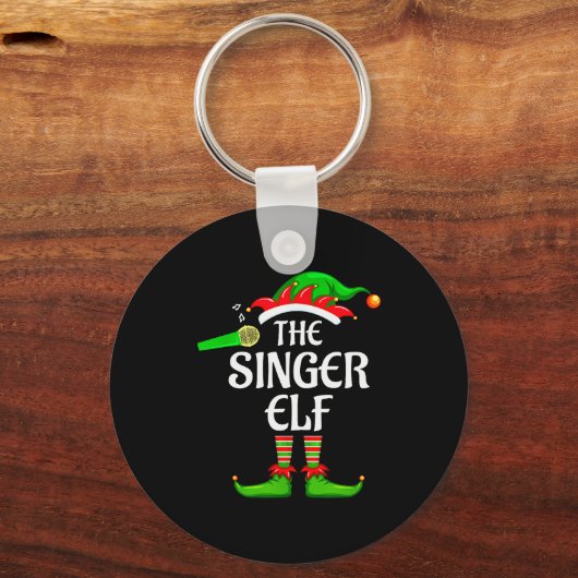 Singer Elf Matching Family Group Christmas Party P Sleutelhanger (Voorkant)