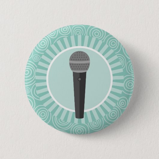 Singer Fun Turquoise Swirl Singer Ronde Button 5,7 Cm (Voorkant)