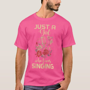 Singer Microfoon Bloemen Zingend Meisje Cho T-shirt