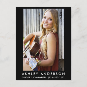 Singer Musician Photo Briefkaart - Black