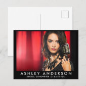 Singer Musician Photo Briefkaart - Black Front (Voorkant / Achterkant)