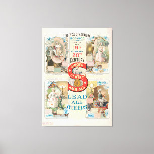 Singer naaimachine advertentie Canvas Afdruk