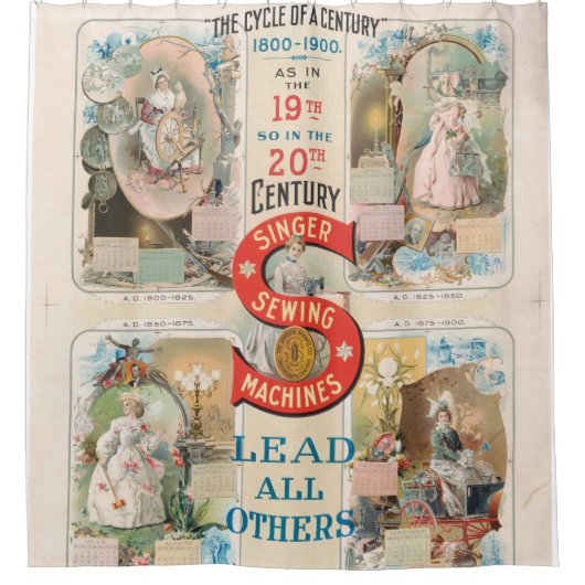  Singer naaimachine advertentie Douchegordijn (Voorkant)