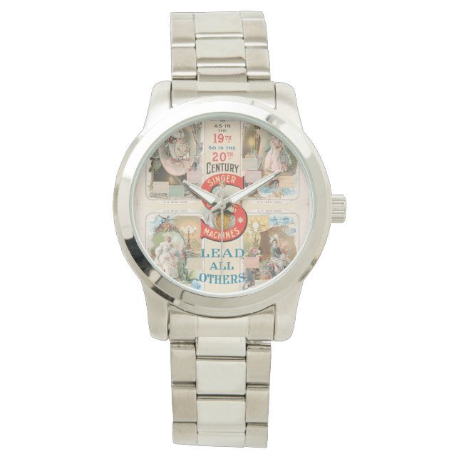  Singer naaimachine advertentie Horloge (Voorkant)