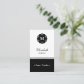 Singer/Vocalist - Elegant Black Lace Monogram Visitekaartje (Staand voorkant)