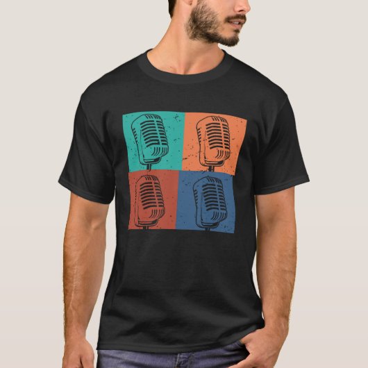 Singer Vocalist Musician Retro Microphone Singing T-shirt (Voorkant)