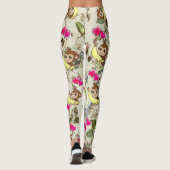 Singes Bananes Coeurs roses Leggings floraux (Dos)