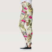 Singes Bananes Coeurs roses Leggings floraux (Gauche)