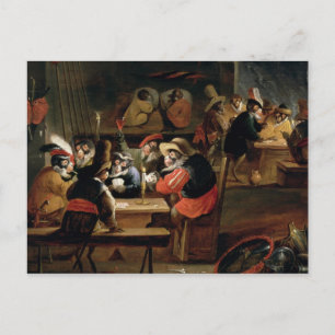 Singes dans une taverne, détail du jeu de cartes