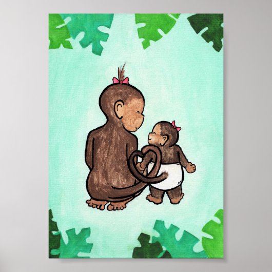 Singes de la jungle joyeux - Impression d'art - Sœ (Devant)