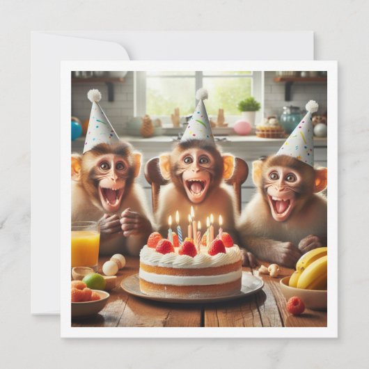 Singes fêtant son anniversaire, invitation aux sin (Devant)
