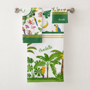 Singes mignons et bananes en Motif de la jungle