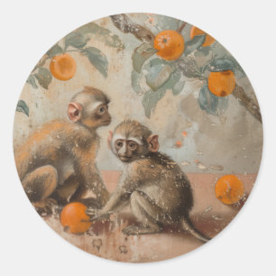 Singes - Stickers ronds pour la papeterie