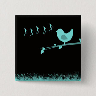 Singing Abstract Birdie Vierkante Button 5,1 Cm