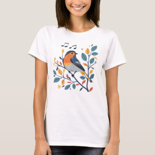 Singing Bird on Branch T-Shirt – Natuur & Muziek G