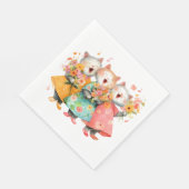 Singing Cats Holding Bouquets Servet (Hoek)