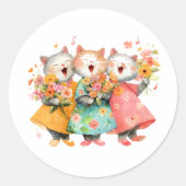 Singing Cats Ronde Sticker (Voorkant)