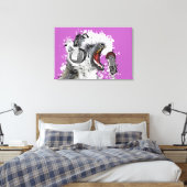 Singing Lemur Comic Art Canvas Afdruk (Insitu (Slaapkamer))