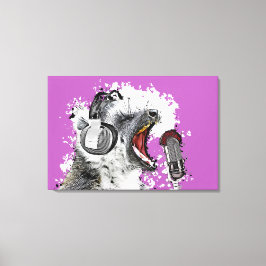 Singing Lemur Comic Art  Canvas Afdruk