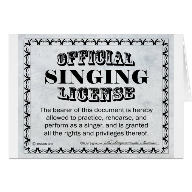 Singing License (Voorkant Horizontaal)