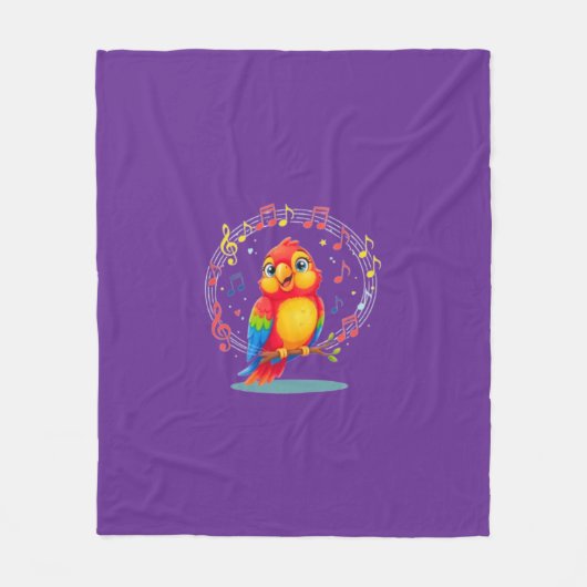 **Singing Parrot – Cute Parrot Singing Illustratio Fleece Deken (Voorkant)