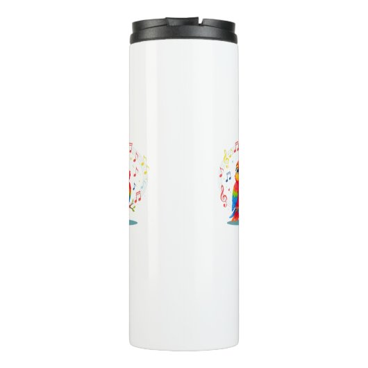 **Singing Parrot – Cute Parrot Singing Illustratio Thermosbeker (Achterkant)