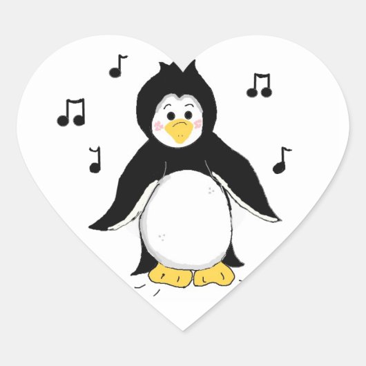 Singing Penguin Hart Sticker (Voorkant)