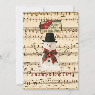 Singing Snowman Invitation Kaart