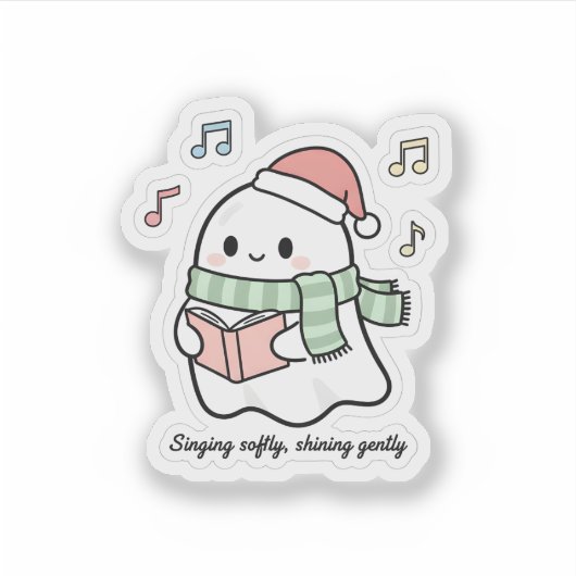Singing Softly Shining Gently Sticker | Cute Ghost (Voorkant)