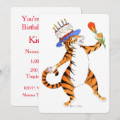 Singing Tiger Birthday Party Invitation Kaart (Voorkant / Achterkant)